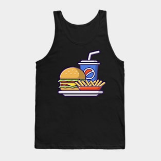 Fast Food Burger Frech Fries And Coke Illustration Tank Top